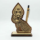 Rudvora™ Lord Murugan Inspired Wooden Pen Stand